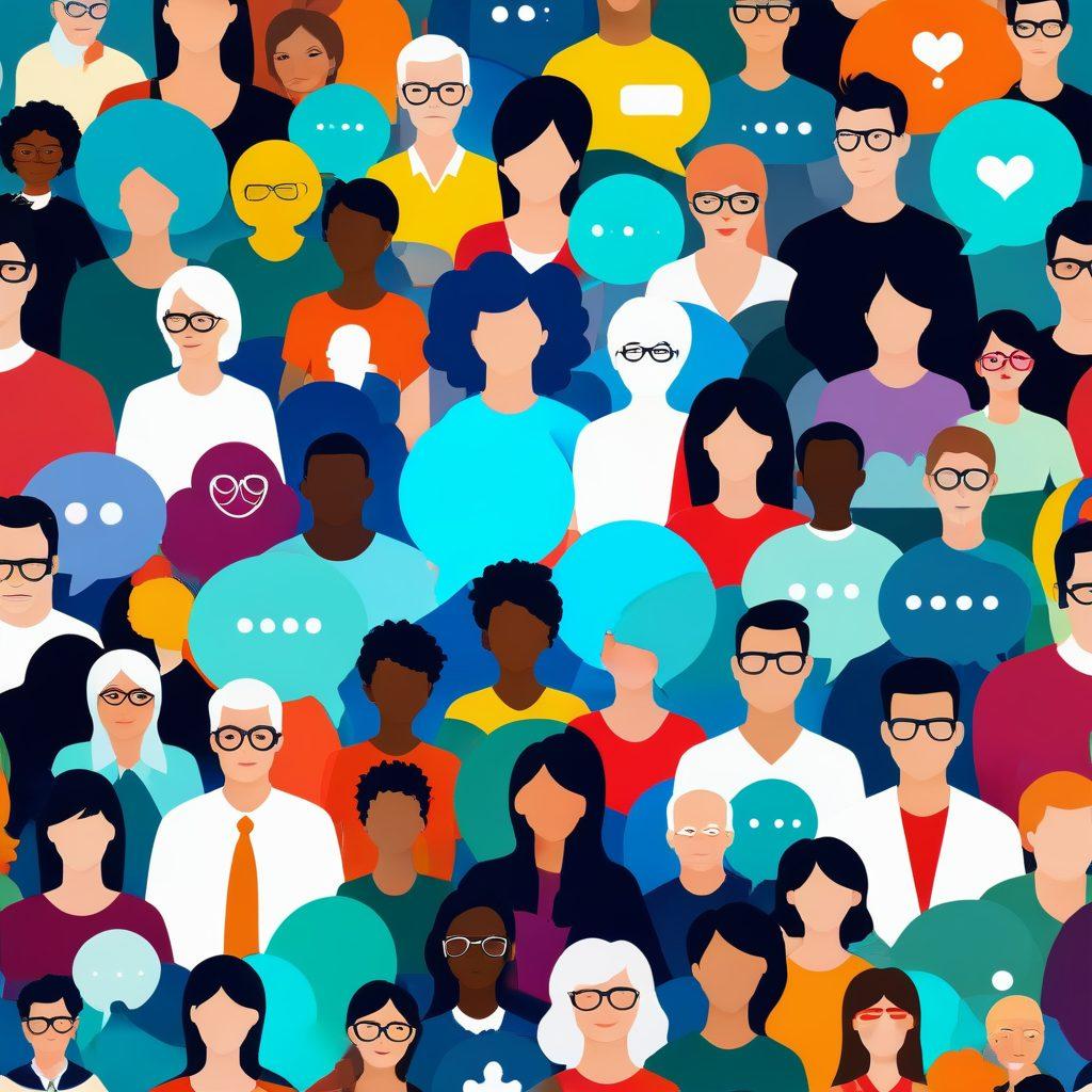 A lively digital landscape illustrating diverse individuals engaging in a modern online forum about adult content. Show avatars representing different ages and backgrounds, discussing openly, with colorful chat bubbles and icons symbolizing intimacy and connection. Include hints of technology, like a sleek interface, and elements conveying trust and respect. Emphasize an inviting atmosphere filled with vibrant colors and a sense of community. vibrant colors. flat design. digital art.